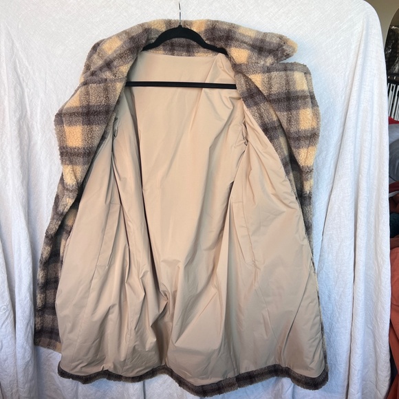 Kendall + Kylie Faux Fur Plaid Teddy Coat L - Picture 10 of 13